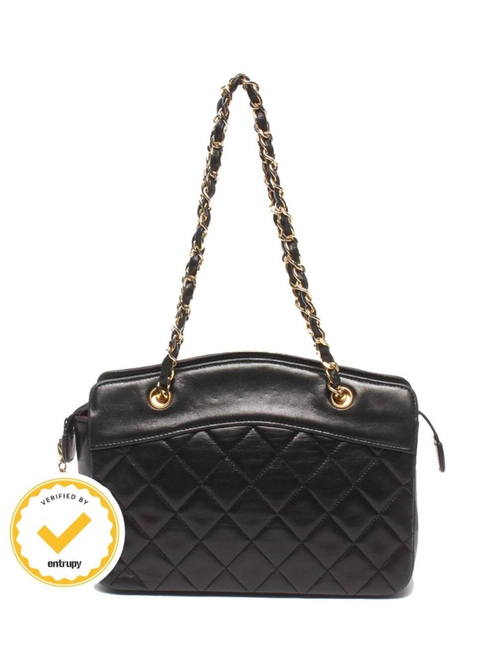 Chanel Chain Handbag Gold Quilted Lambskin